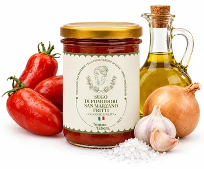 Produktbild von Soße aus gebratenen Tomaten „Sugo di Pomodori San Marzano Fritti con Olio d'Oliva“ 280 g – Nonna Libera