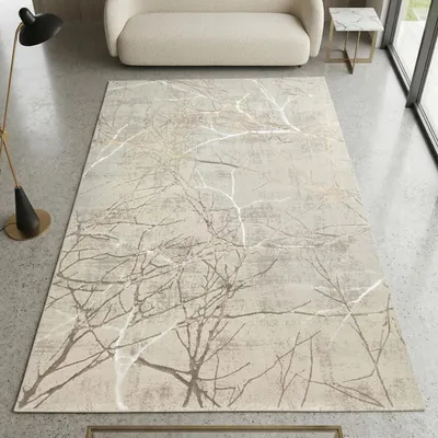 Obrázek produktu pro Moderní designový koberec s lesklými uzly abstraktní krémové barvy Velikost - 200 x 290 cm