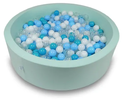 Image de Dry Pool 110x30cm menthe avec 400 balles : turquoise, blanc, transparent, bleu clair