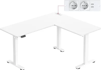 Produktbild von VASAGLE Höhenverstellbarer Schreibtisch elektrisch, L-förm, 160 cm, mit Ladestation, Memory-Funktion