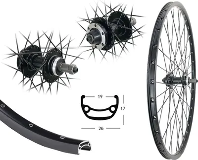 Produktbild von Bärwinkels 26 Zoll Hinterrad BE19 Disc 6Loch Schraubkranz Zahnkranz Schnellspanner schwarz