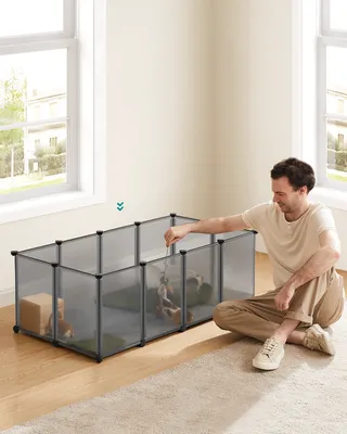 Obrázek produktu pro SONGMICS Klec pro malá zvířata, venkovní výběh s podlahovými panely, 125 x 63 x 42 cm, šedá