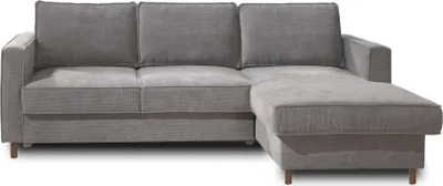 Image de Lisa Design Jake - canapé d'angle droit - convertible avec coffre - 4 places - en velours côtelé , Gris clair