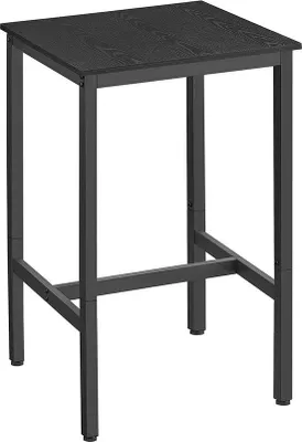 Produktbild von Unyqoos® Hochtisch (Bartisch) – quadratischer Stehtisch 60 x 60 x 92 cm, Ebenholz‑Schwarz, Spanplatte & Stahlgestell, industrieller Stil, Traglast 100 kg