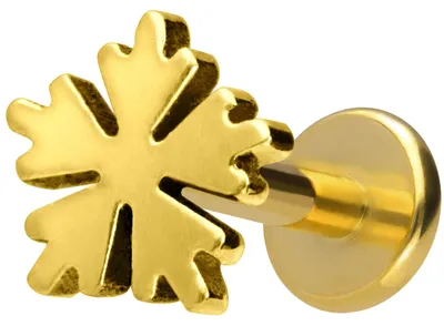 Produktbild von Ohrpiercing, Nasenpiercing Titan Labret mit Innengewinde SCHNEEFLOCKE Silber Stablänge: 10mm | Stabstärke: 1,6mm