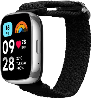 Produktbild von kwmobile Armband kompatibel mit Xiaomi Redmi Watch 3 Active - Nylon Fitnesstracker Sportarmband Band in Schwarz - Innenmaße von 14 - 22 cm