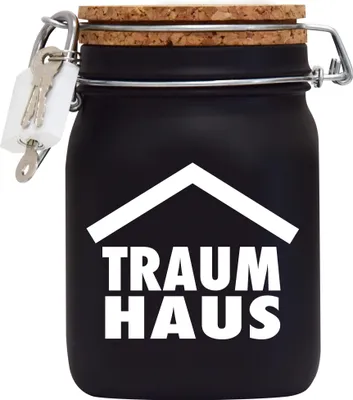 Produktbild von Spardose Geld Geschenk Ideen Traumhaus Schwarz Größe L 1 Liter