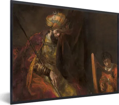Produktbild von MuchoWow® Gerahmtes Poster Saul und David - Rembrandt van Rijn 40x30 cm - Poster mit Schwarzem Bilderrahmen Wandposter Rahmen Foto Bilder - Kunstposter - Wanddekorationen