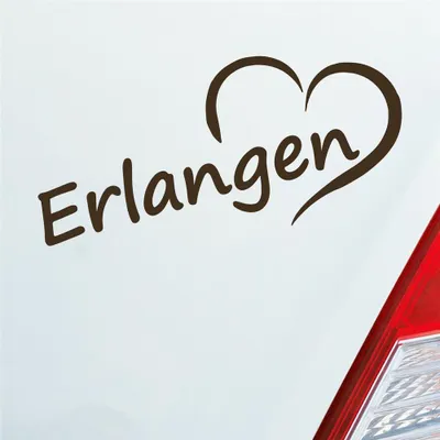 Produktbild von Auto Aufkleber Erlangen Herz Stadt City Liebe Love Heart 17,5x8 cm Braun Sticker Heckscheibenaufkleber