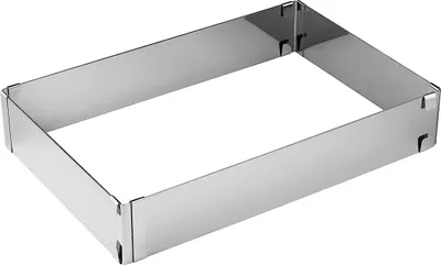 Produktbild von Zenker Backrahmen ausziehbar "Patisserie" verstellbarer Backrahmen Tortenrahmen rechteckig, von 27,5 - 52 cm x 18,5 - 43 cm, Backrahmen für individuelle Kuchen- und Torten-Größen,Menge: 1 Stück