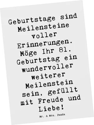 Produktbild von Mr. & Mrs. Panda Postkarte Spruch 81. Geburtstag Meilenstein - Weiß - Geschenk, Ansichtskarten, Freude, Fotokarte, Lebensjahre, Feier, Ansichtskarte, Grußkarte