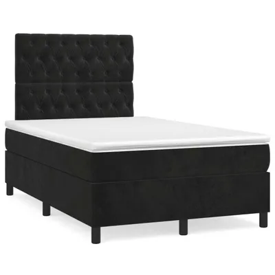 Produktbild von Boxspringbett mit Matratze Schwarz 120x200 cm Samt