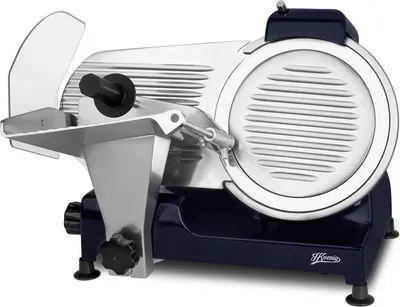 Produktbild von H.Koenig Elektrischer Alleschneider MSX256, professionell, präzise,Schnitt 0-12 mm, Klinge 25 cm, eingebauter Schärfer, 282 rpm, Nachtblau