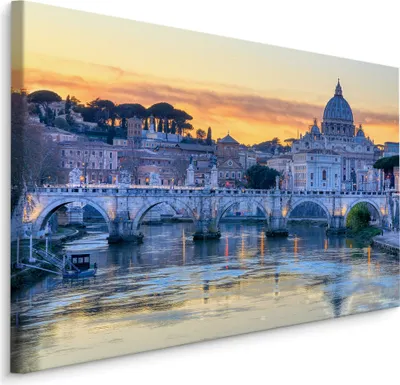 Produktbild von Fabelhafte Canvas LEINWAND BILDER 30x20 cm XXL Kunstdruck Rom Brücke Basilika Himmel