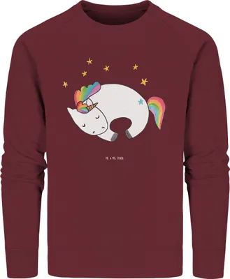Produktbild von Mr. & Mrs. Panda Bio Sweatshirt Einhorn Nacht Größe S - Burgundy - Geschenk, Sweater, Pullover, Pulli, Unicorn, Baumwoll, Einhörner, Menschen, Träume, Ruhe