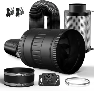 Productafbeelding van 150 mm Ventilatieset - Complete Set - Buisventilator - Afzuigventilator - Koolstoffilter - 587 m³/u - 6 W