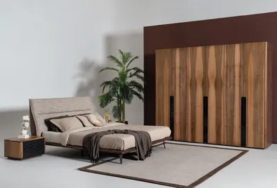 Produktbild von Schlafzimmer Set Bett Kleiderschrank 2х Nachttische Holz Luxus Set 4tlg grau