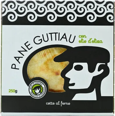 Produktbild von Pane Guttiau mit Olivenöl, traditionelles dünnes knuspriges Fladen-Brot aus Sardinien, 250g, Guttiau