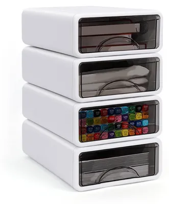 Image de Omgoods - Ensemble de 4 boîtes de rangement empilables pour l'organisation du bureau