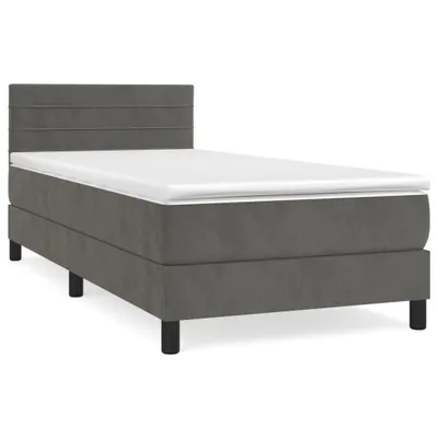 Produktbild von vidaXL Boxspringbett mit Matratze Dunkelgrau 90x190 cm Samt