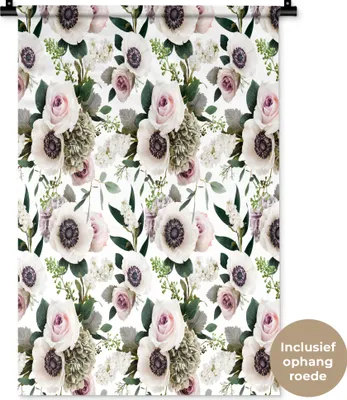 Produktbild von MuchoWow® Wandteppich Wandbehang Blumen - Rosen - Anemone 60x90 cm Tapisserie Dekoration Wandtuch - Foto-Teppich - Abwaschbar