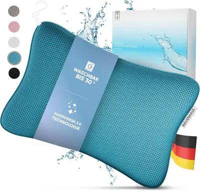 Produktbild von Premium Badewannenkissen blau | Badekissen für Badewanne schnelltrocknend & extra große Saugnäpfe für festen Halt | Badewannenkissen Nacken waschbar