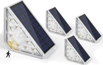 Produktbild von Gartenleuchte 4 Stück Solar-Treppenleuchte, Außen-Solarleuchte mit Bewegungssensor