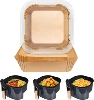 Image de Papier de cuisson pour friteuse à air chaud, 20 cm, carré, antiadhésif, oléofuge