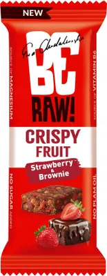Obrázok produktu pre BeRAW Jahodové brownie tyčinky 40 g – vegánske, NOVINKA