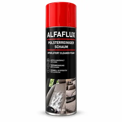 Produktbild von ALFAFLUX Polsterreiniger Schaum 500 ml – Aktivschaum Innenraumreiniger & Fleckenentferner für Autositze, Sofa, Couch, Polster, Teppich & Textilien, KI-generiertes Bild