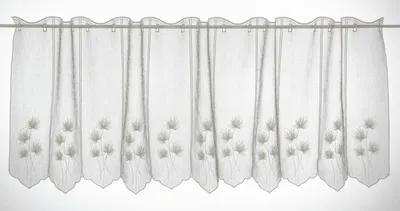 Produktbild von Gardinen Kranzusch Scheibengardine grau meliert Blumenstickerei 60x139,5 cm H/B grau natur Bistrogardine Vorhang Küche 1er Pack