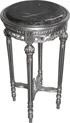 Casa Padrino Barock Beistelltsch Silbe rmit scharzer PLatte Baroque Side Table Silver Black