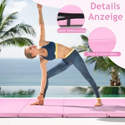 Immagine prodotto di Tappetino per ginnastica - Tappetino per yoga - Tappetino per fitness - Tappetino per esercizi ginnici - Tappetino per allenamento - Pieghevole, 4 pannelli