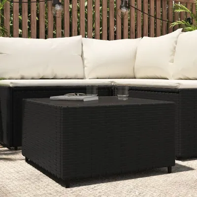 Produktbild von vidaXL Garten-Couchtisch Quadratisch Schwarz 50x50x30 cm Poly Rattan