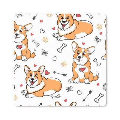 Produktbild von MuchoWow® Mauspad Mousepad Hund - Corgi - Muster 20x20 cm - Mousepads - Maus Mat - Pad - Mausunterlage - Desk Mat - Bureauartikeln