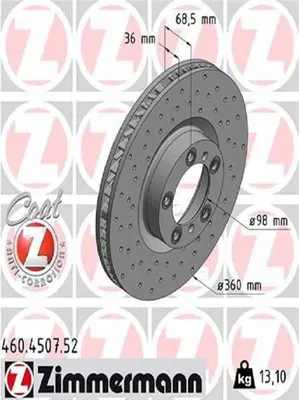 Produktbild von ZIMMERMANN Bremsscheibe Vorne Links für PORSCHE PANAMERA (971) 360mm 460.4506.52