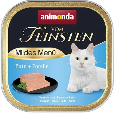 Produktbild von animonda Vom Feinsten Adult Mildes Menü Pute + Forelle 100 g, Adult, jede Rasse, Türkei, 100 g, Getreidefrei, Ohne Soja