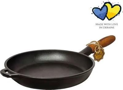 Produktbild von MAYSTERNYA Gusseisen-Bratpfanne mit Holzgriff – ø 26 x 4 cm – Induktionsgeeignet – Hochwertiges Gusseisen – Geschenk – PFAS-frei – Schwarz