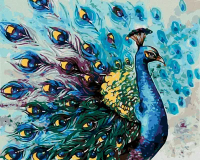 Obrázok produktu pre Zuty - Maľovanie podľa čísel - PÁV, 40x50 cm, bez rámu a bez vypnutia plátna