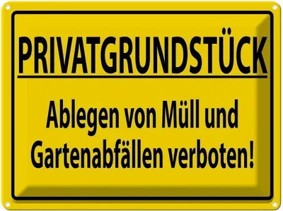 Produktbild von vianmo Blechschild 30x40 cm PRIVATGRUNDSTÜCK abl. von Müll verboten Warnschild Hinweisschild Sicherheit Vorsicht