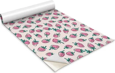 Produktbild von Selbstklebende Möbelfolie - Dekorationsfolie - Tischmöbel - Zuschneidbar - Rosa Erdbeeren - 100 x 50 cm