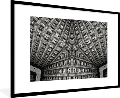 Produktbild von MuchoWow® Gerahmtes Poster Kunst - Schwarz - Weiß - Psychedelisch 90x60 cm - Poster mit Schwarzem Bilderrahmen Wandposter Rahmen Foto Bilder - Wanddekoration - Fotos