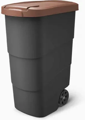 Produktbild von Wheeler 90L Müllbehälter mit Rädern und Deckel Mülltonne Müllgroßbehälter Großmülltonne Universaltonne Kunststoff Braun