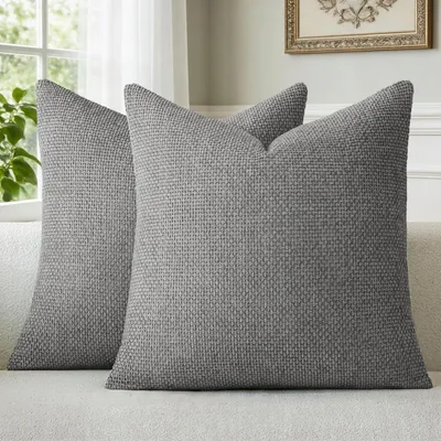 Productafbeelding van Kussensloop, grijs, 45x45 cm, chenille, set van 2