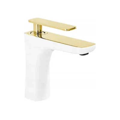 Image de Mitigeur de lavabo Indus, blanc/or (744600-25)