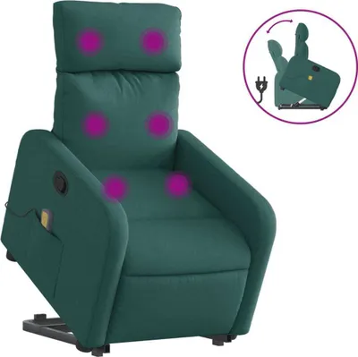 Produktbild von vidaXL Massagesessel mit Aufstehhilfe Dunkelgrün Stoff