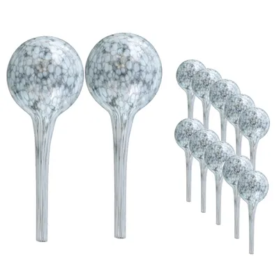 Obrázok produktu pre Dávkovač vody sada 12 kusov zo skla pre črepníkové rastliny, guľa, okrúhly Ø 6 cm farba biela 100 ml moderné, domáce podmienky, pre črepníky, pre kvety, regulácia vody - zabezpečuje optimálne dávkovanie