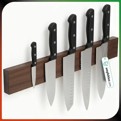 Produktbild von Magnetleiste für Messer 40 cm Extra Starker Magnet Messerhalter edles Walnuss Holz