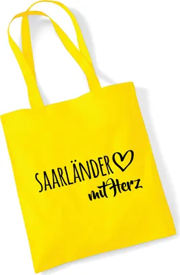 Produktbild von Huuraa Jutebeutel Saarländer mit Herz 10 Liter Yellow Baumwolle Tasche Geschenkidee