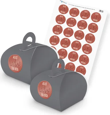 Produktbild von itenga SET Alles Liebe für Dich (Motiv 18) 24x Geschenkschachtel mit Griff grau